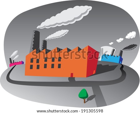 Big polluters - factories spewing out pollution and greenhouse gases
