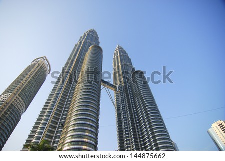 KUALA LUMPUR - FEBRUARY 15: General view of Petronas Twin Towers on Feb 15, 2010 in Kuala Lumpur, Malaysia. The towers are the world\'s tallest twin towers with the height of 451.9m.