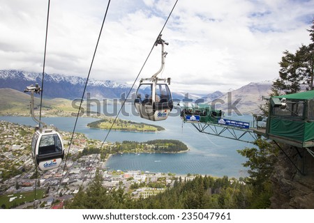QUEENSTOWN, NZ - NOV 18 :Skyline Gondola on Nov 18 2014.It\'s the steepest cable car lift in the Southern Hemisphere, and one of the must-do activities in Queenstown, NZ.