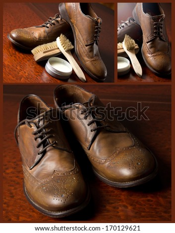 Shoe repair tools footwear.Male fashion with shoes