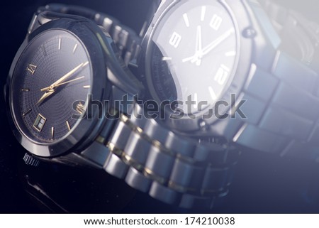 Luxury watch, chronograph closeup