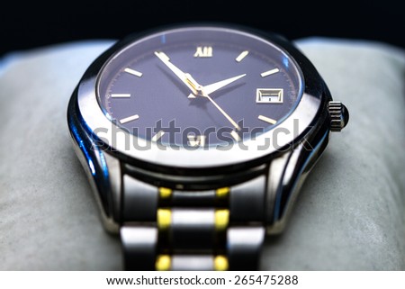 Luxury man watch detail, chronograph close up