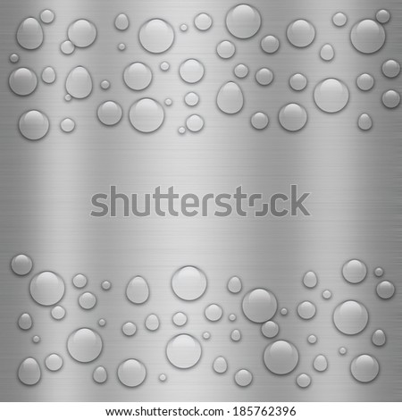 Water drops on metal.Stainless steel background,illustrator