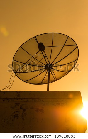 Satellite dish sky silhouette communication technology network