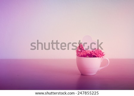 Still life with love.hearts and flower cup