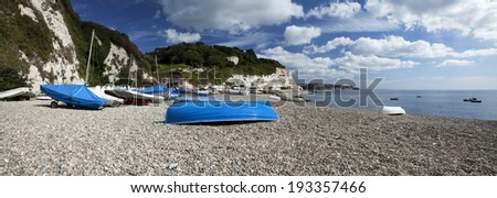 This is the coastal resort of Beer on Devon\'s Jurassic Coast. This shot was taken with a polarising filter.
