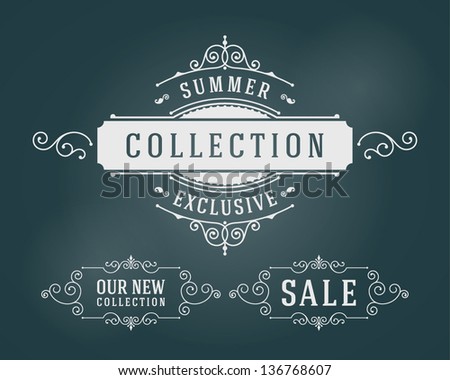 Vector vintage summer sale sign set and antique frames Vector vintage summer sale sign set and antique frames