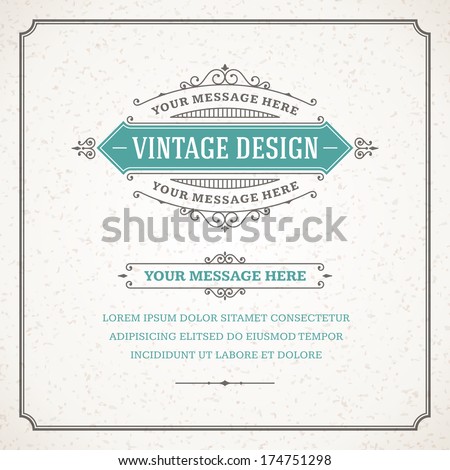 Vintage Design Template. Retro Card And Place For Text.