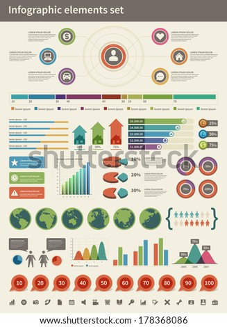Infographics collection vector design elements Arrows graphs charts diagrams and world map Infographics collection vector design elements Arrows graphs charts diagrams and world map