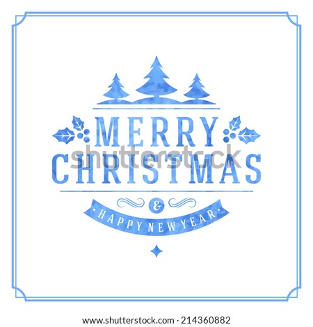 Christmas retro typographic and ornament decoration. Merry Christmas holidays wish greeting card and vintage background. Happy new year message. Vector illustration Eps 10.