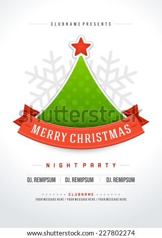 Christmas party invitation retro typography and ornament decoration. Christmas holidays flyer or poster design. Vector illustration.