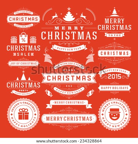 Christmas Decoration Vector Design Elements Merry Christmas and happy holidays wishes.Typographic elements vintage labels frames ornaments and ribbons set Flourishes calligraphic Christmas Decoration Vector Design Elements Merry Christmas and happy holidays wishes.Typographic elements vintage labels frames ornaments and ribbons set Flourishes calligraphic