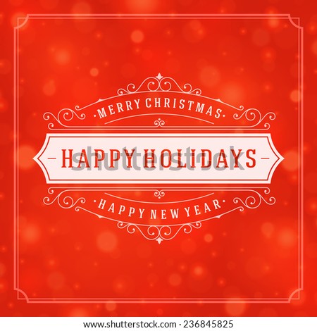 Christmas retro typographic and light with snowflakes. Merry Christmas holidays wish greeting card and vintage ornament decoration. Happy new year message. Vector background Eps 10.