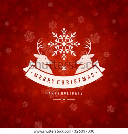 Christmas greeting card lights and snowflakes vector background. Merry Christmas holidays wish and Happy new year message typography design and vintage ornament. Vector illustration.