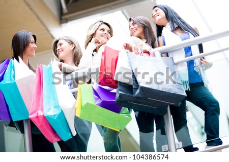 Group of female shoppers at the shopping center