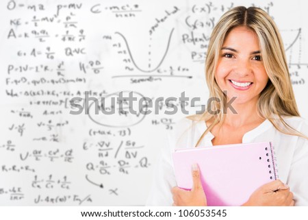 Beautiful female student looking very happy and smiling