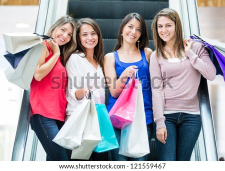 Group of girls at the shopping center