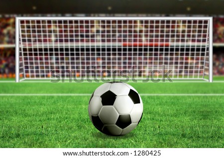 football - penalty in the stadium 3d illustration