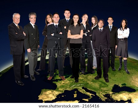 big business team on top of the world - europe version - globe from nasa.gov