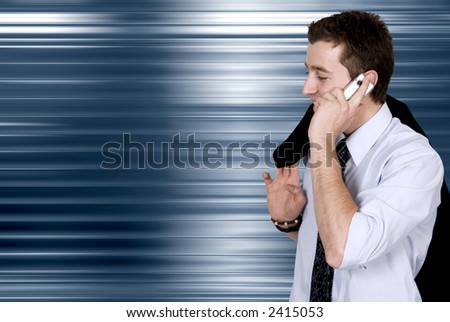 business on the move - cell phone conversation in a corporate environment