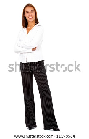 business woman clothes. stock photo : confident usiness woman standing wearing elegant clothes