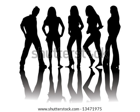 black and white photos of people. stock vector : lack and white