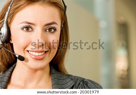 business customer support operator woman smiling in an office