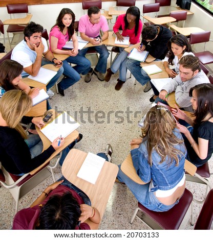 students during a class in a classroom at university
