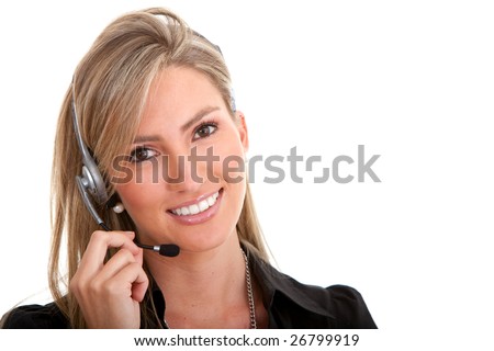 business customer support operator woman smiling isolated business customer support operator woman smiling isolated