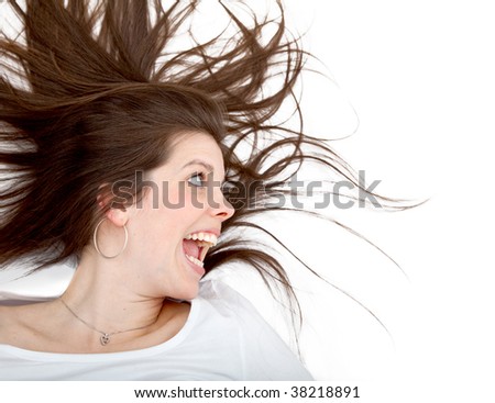 stock photo : Crazy woman screaming isolated over a white background
