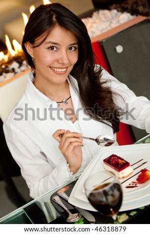 Beautiful woman on a date at a fancy restaurant