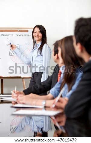 Woman at the office making a business presentation