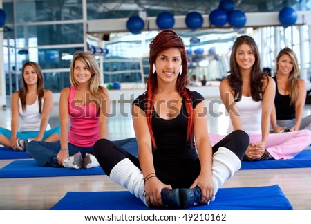 Stretching class at the gym only for women