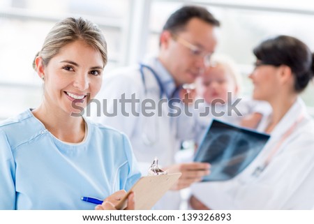 Nurse at the hospital working at the pediatrics wing