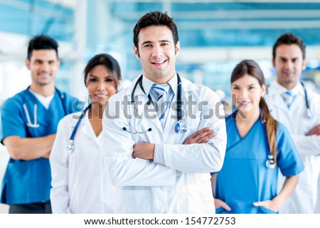 Doctor leading a medical team at the hospital