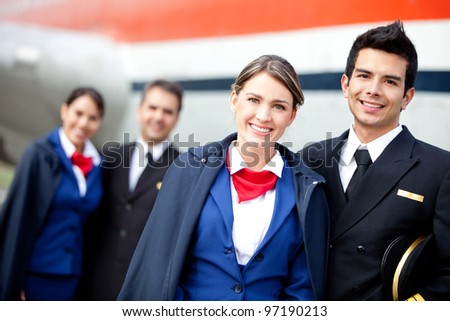 Portrait of an airplane cabin crew smiling