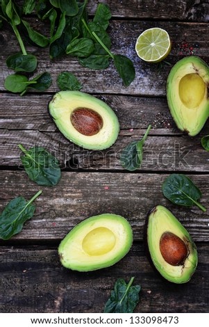 Fresh ,Green Avocado And Spinach