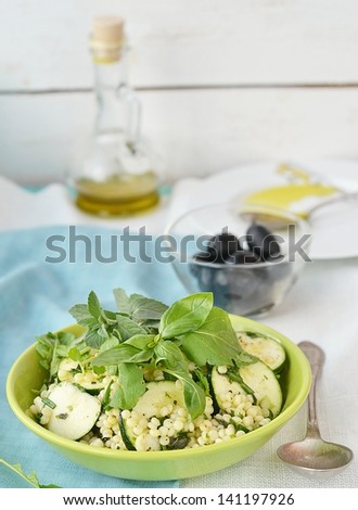 couscous ,zucchini and herbs salad.