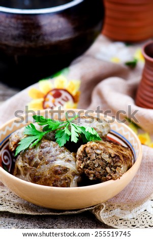 grechanik with a liver, a dish of traditional Ukrainian cuisine. style rustic. selective focus