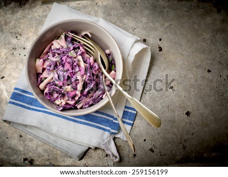 Cole Slow, salad from cabbage. American cuisine.selective focus.