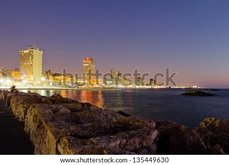 The Tel Aviv promenade, with night illumination