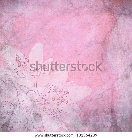 Retro abstract background for the photo book, photo album with a picture of a lily