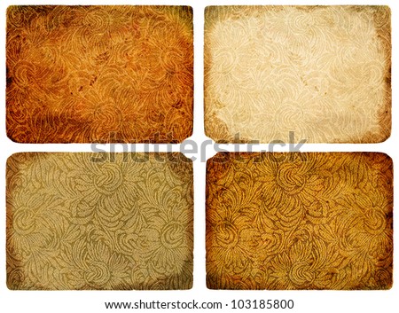 A collection of abstract grunge vintage background. The texture of fabrics with floral patterns. Isolated on white