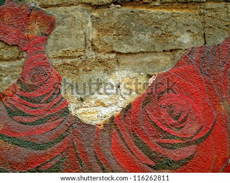 Abstract grunge textured background with roses for the cover design or photo album pages