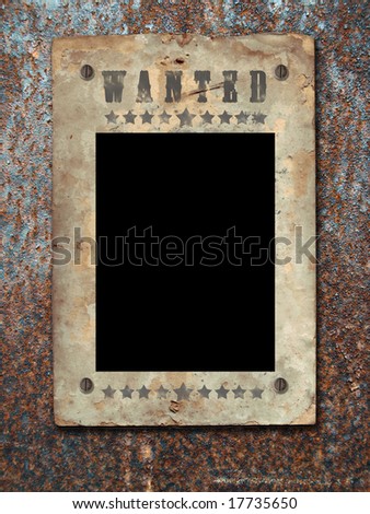 Wild West styled poster.Old Paper Texture On a old Rusty-colored background, close up