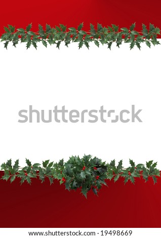 A background illustration featuring a top and bottom border decorated with holly leaves