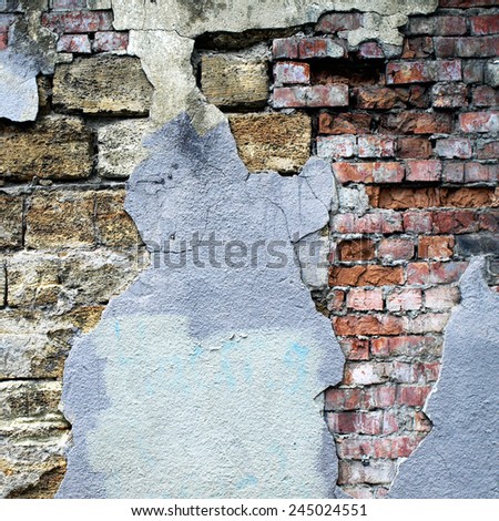 Background image for the photo album, photo book with grunge brick old wall and plaster