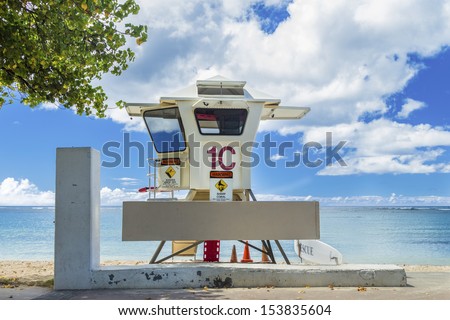 Lifeguard house on the beach overlooking the ocean
