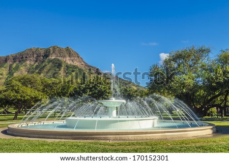 Dillingham Fountain at the foot of Diamond Head on Oahu, Hawaii
