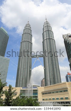 Petronas Twin Towers. 20th OCTOBER 2013. Twin Skyscrapers that were the tallest buildings in the world 1998-2004. They are still the tallest twin buildings in the world.